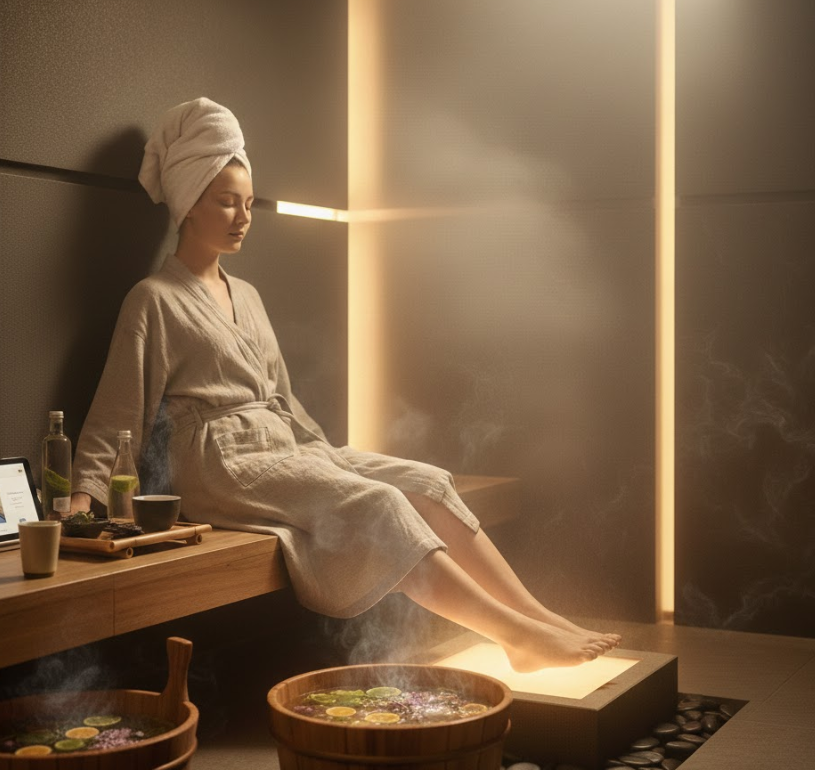 땀 찜질방에서 발 마사지를 받는 심층 웰니스 가이드